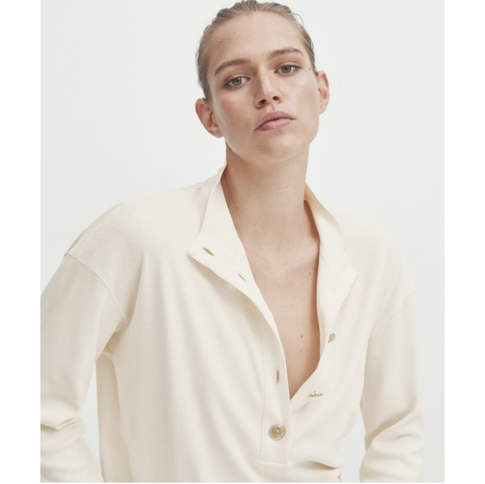 ⭐Brand new Womens Massimo Dutti Cotton Henley sweatshirt- Size Small⭐